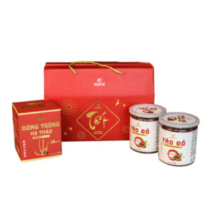 HỘP QUÀ TẶNG - ĐÔNG TRÙNG HẠ THẢO XUẤT KHẨU + 02 TÁO ĐỎ